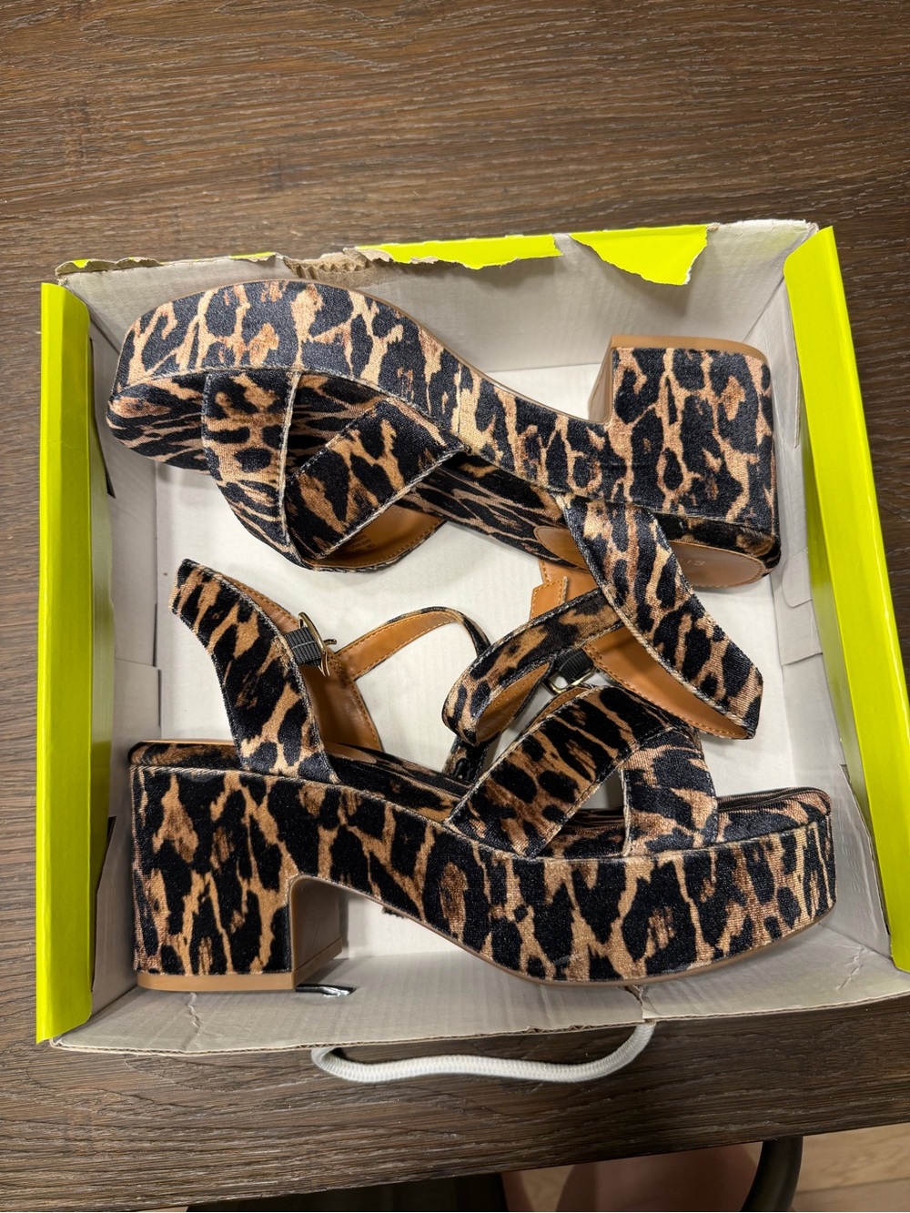 Gianni Bini Leopard Print Platform Sandals in Brown and Black